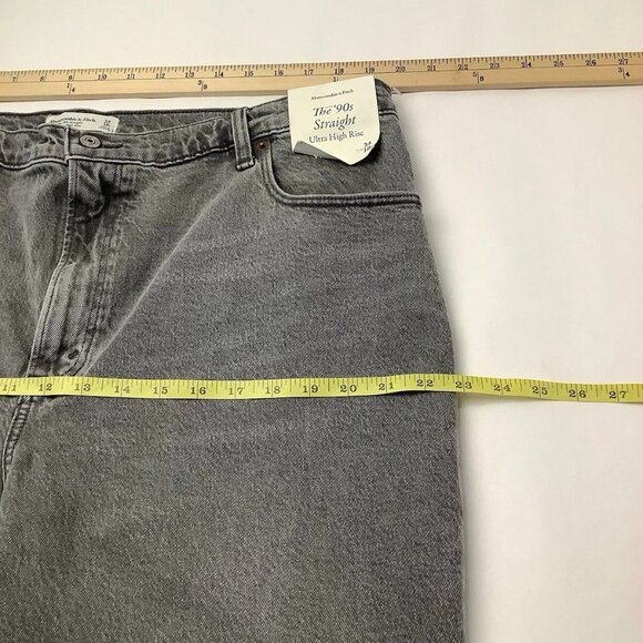 NWT Abercrombie & Fitch The 90s Straight Ultra High Rise Gray Womens 34/18R - Picture 8 of 10